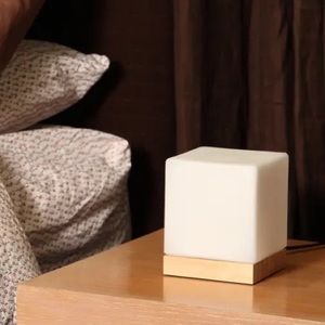 Set of 2 Iris Glass Cube Table Lamps